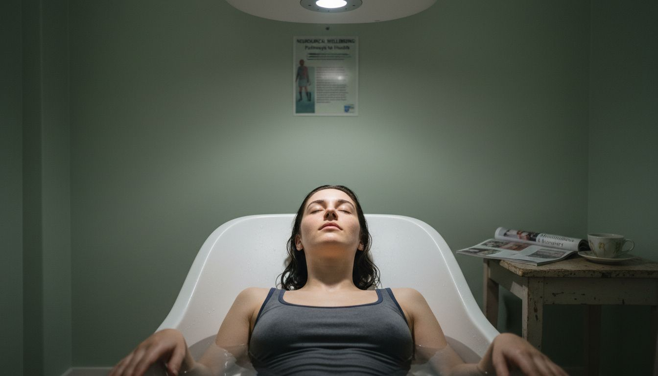 Person experiencing brain relaxation in float pod
