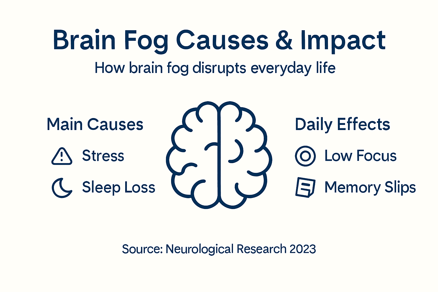 Infographic showing brain fog causes and effects