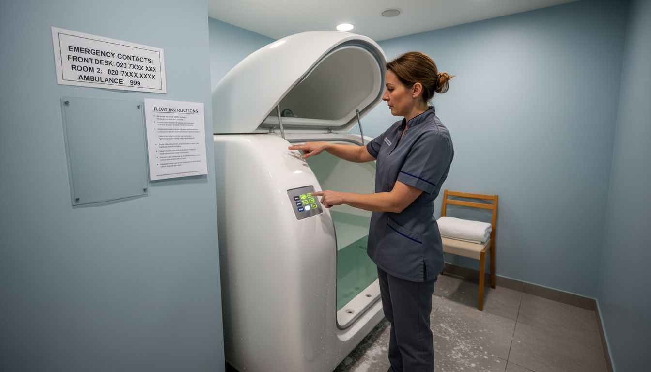 Technician demonstrating sensory pod setup features