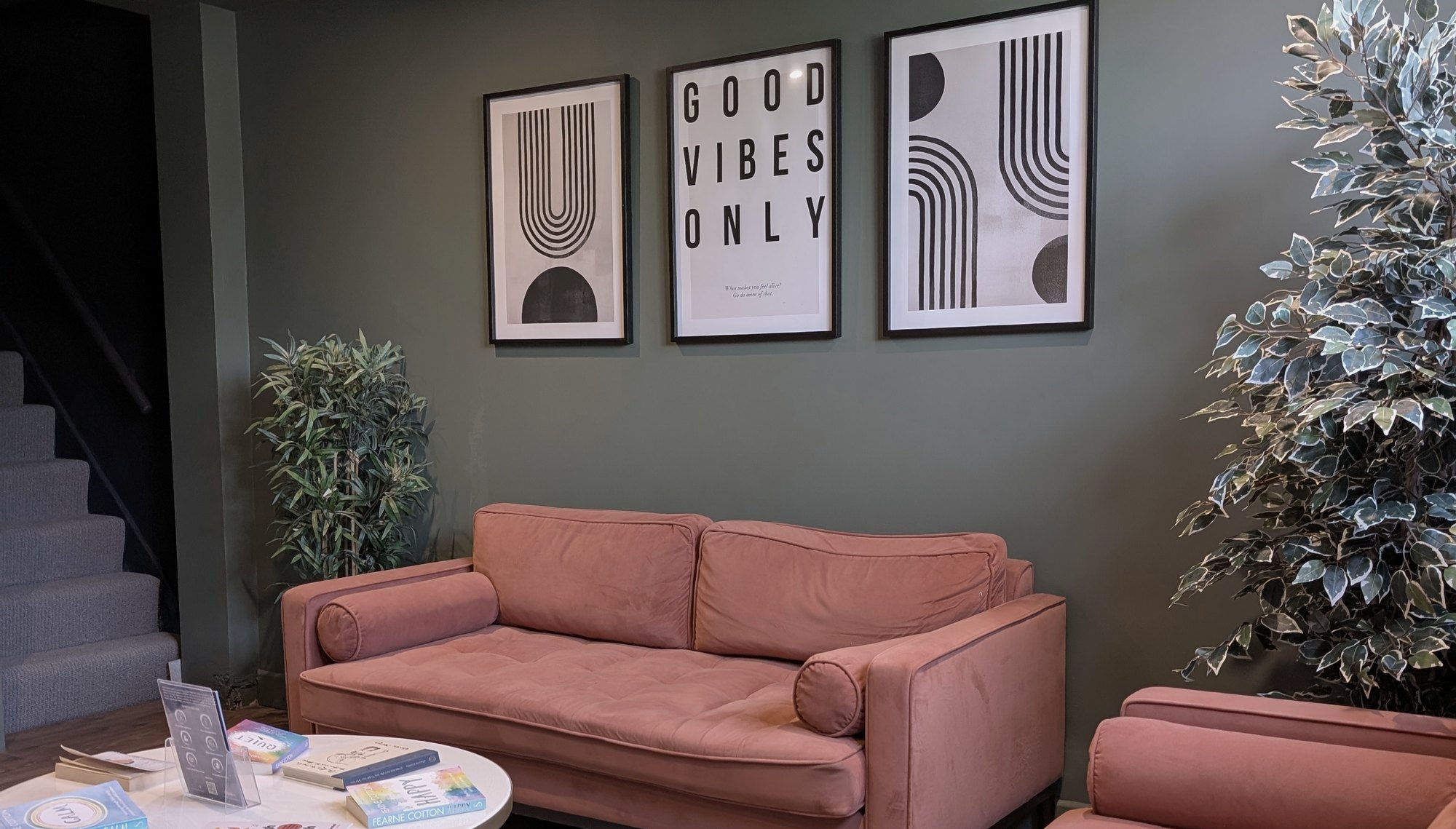 The calm, welcoming lounge at Float Therapy Wilmslow